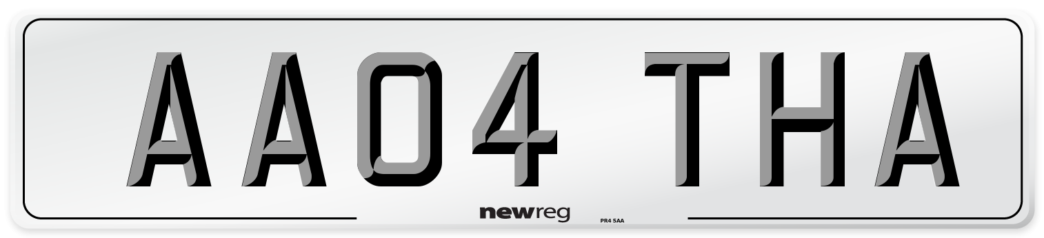 AA04 THA Number Plate from New Reg
